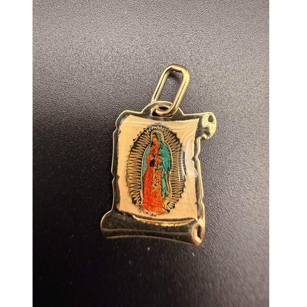 14K Yellow Gold Virgin De Guadalupe Picture Pendant