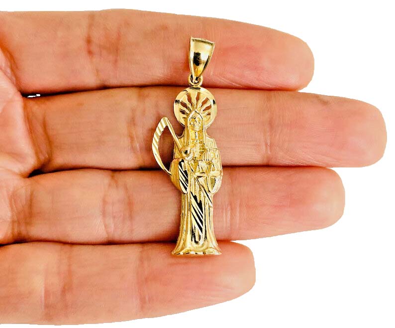 14K Yellow Gold Santa Muerte Pendant