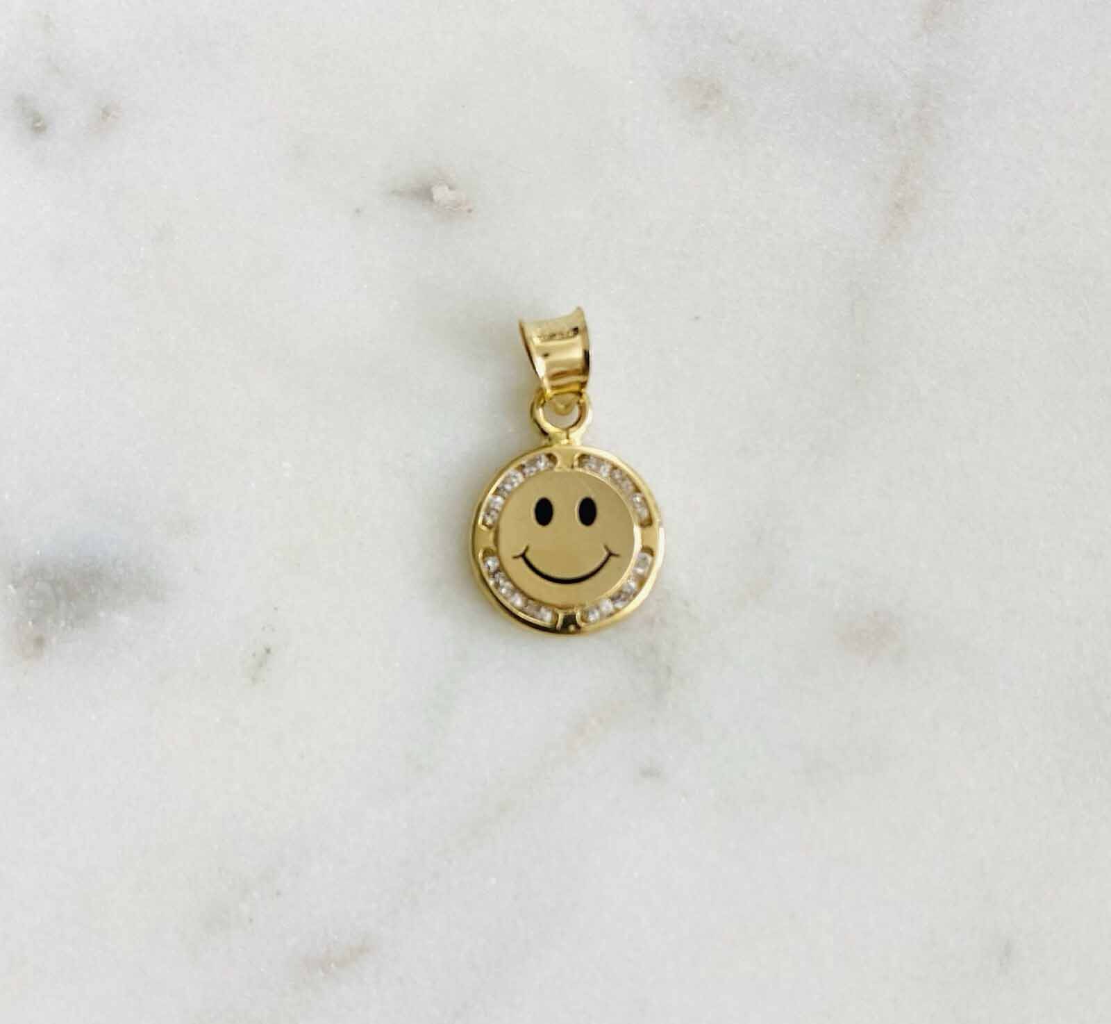 14K Yellow Gold cubic zirconia Smallile Pendant