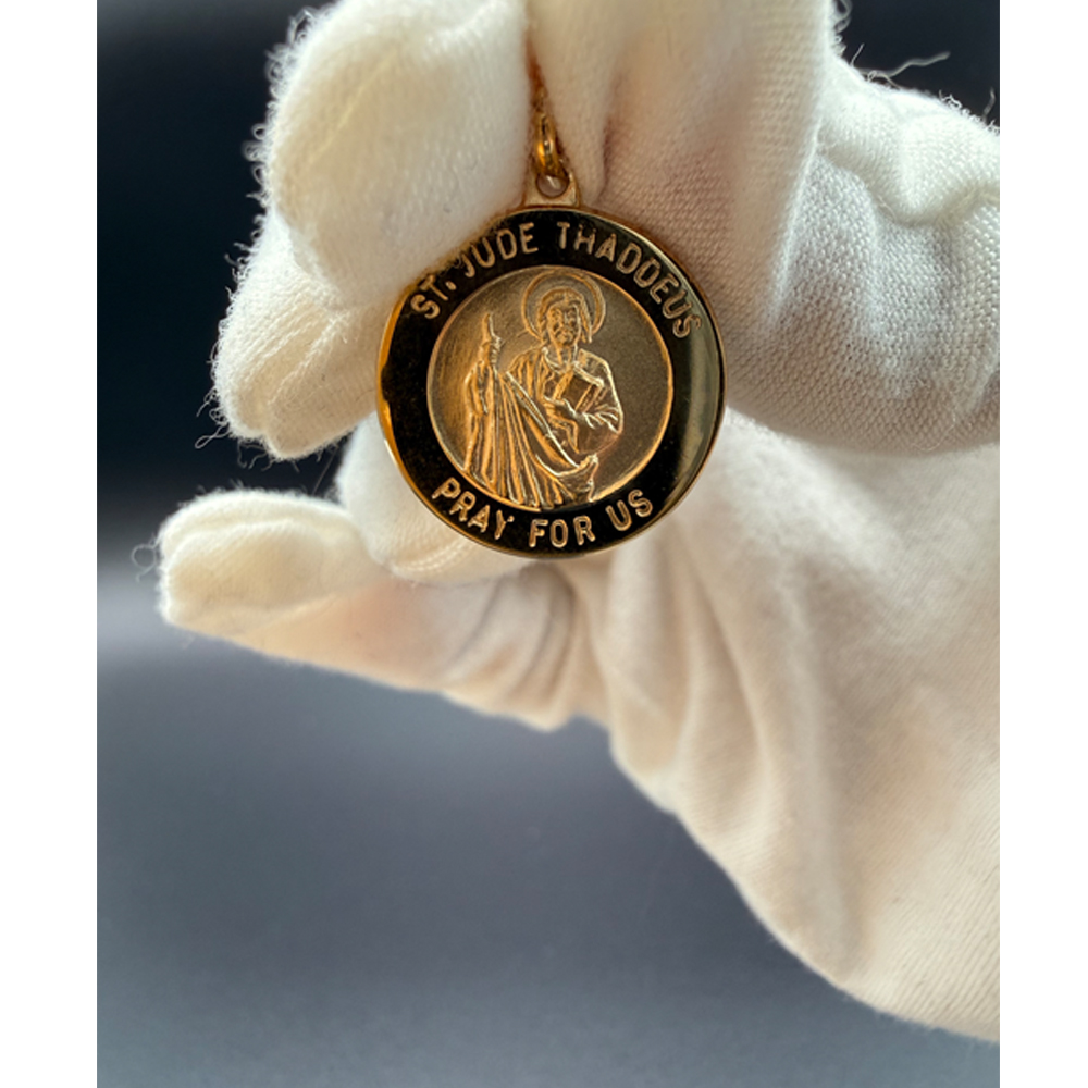 14K Yellow Gold St. Jude Round Medal Pendant