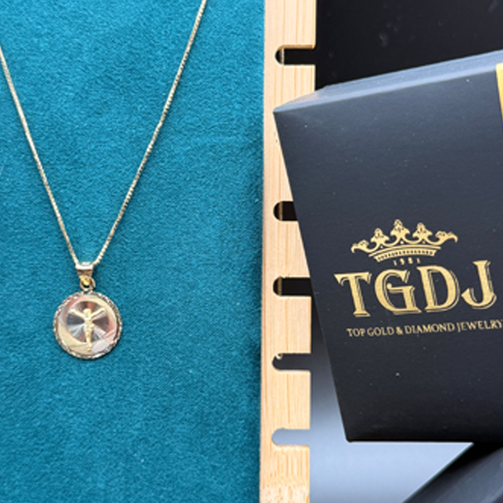 14K Two Tone Gold Religious Stamp Pendant