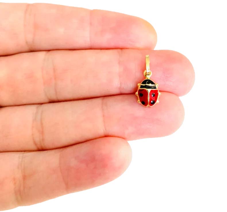 14K Yellow Gold Hollow Enamel Pendant