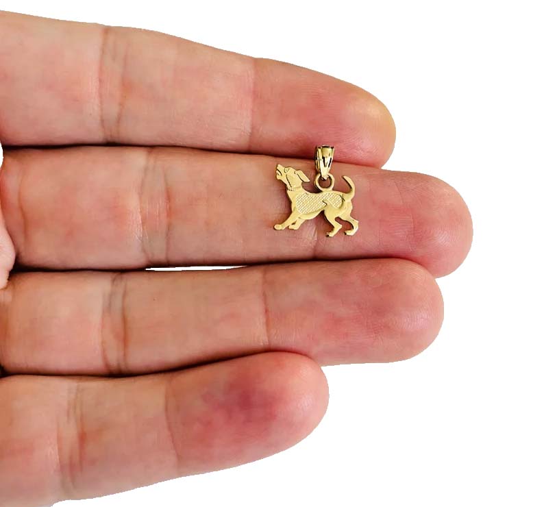 14K Yellow Gold Puppy Pendant
