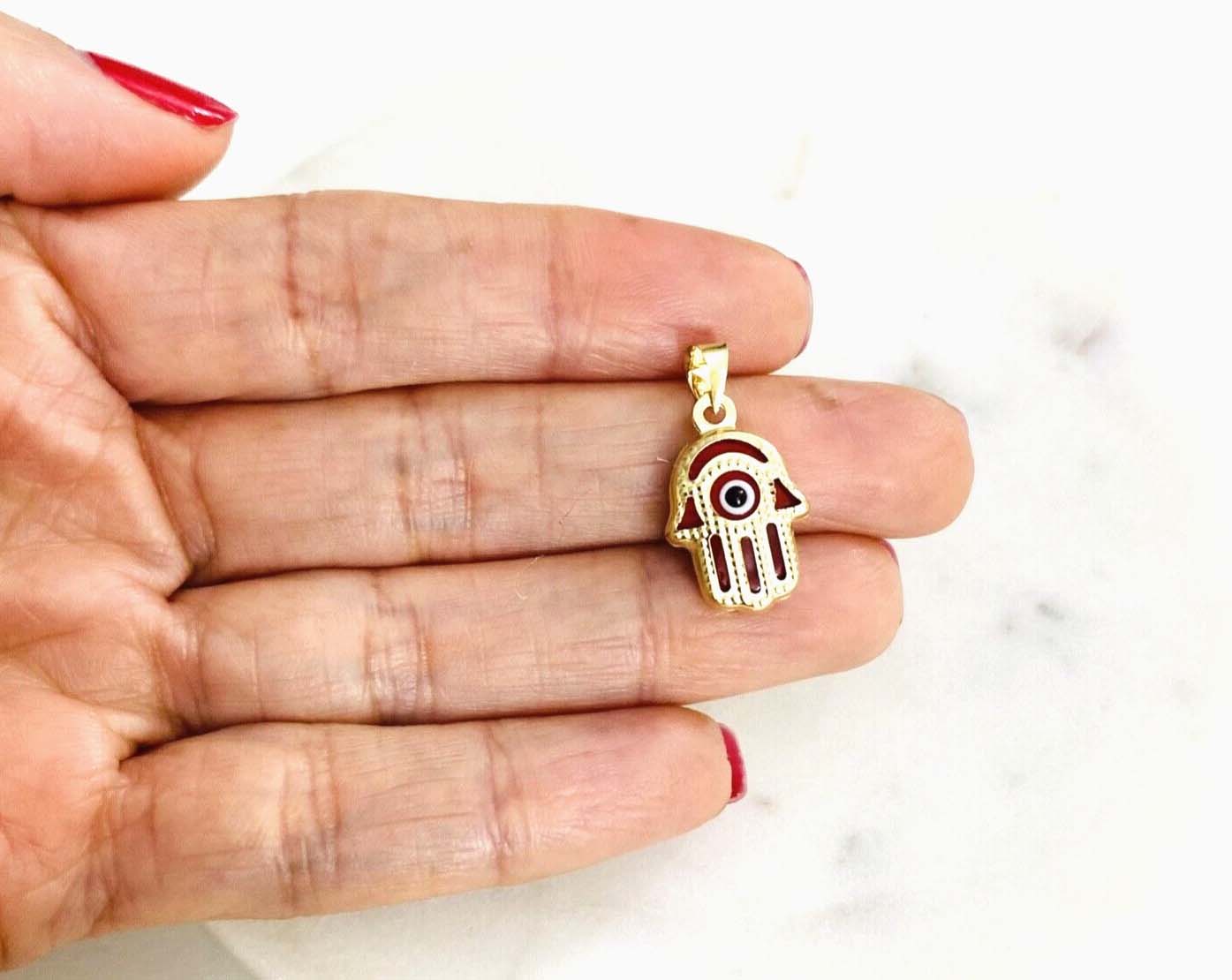 14K Yellow Gold Evil Eye Hamsa Pendant