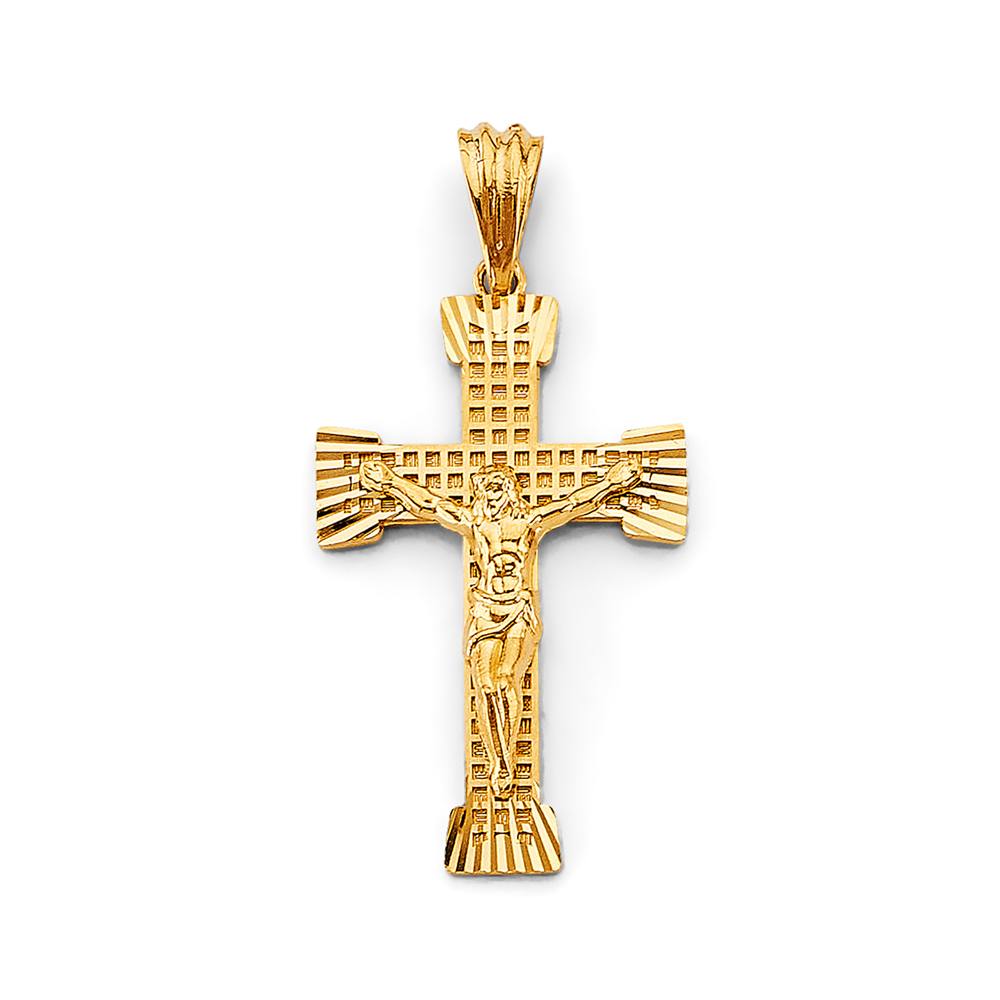 14K  Yellow Gold Fancy Crucufix Cross Pendant