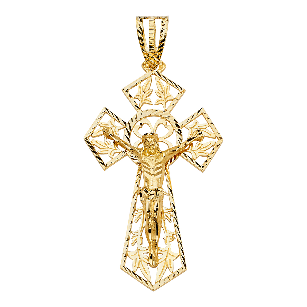  14K  Yellow Gold  Cut Out Crucufix Pendant