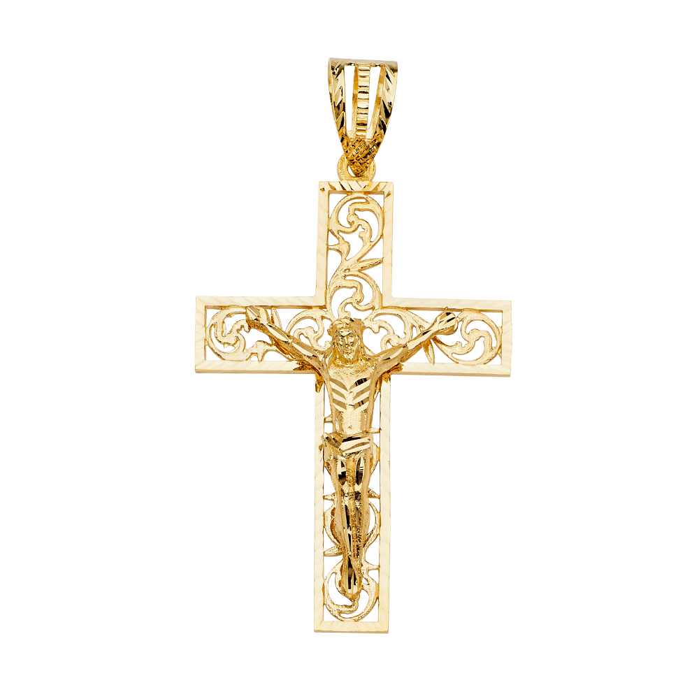 TD Collections 14K Yellow Gold Classic Cross Pendant – Unisex Religious Jewelry, Made In Italy