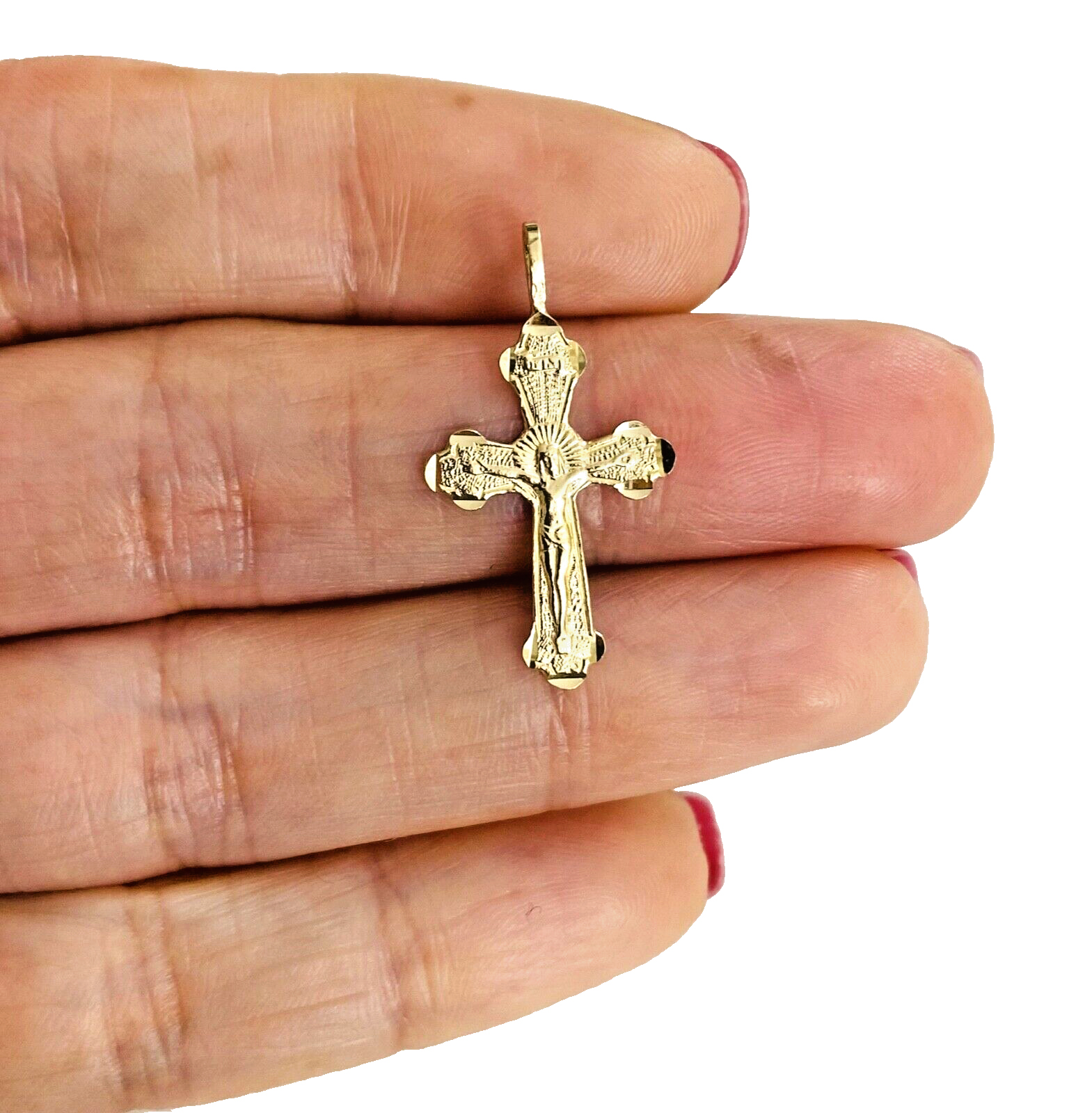 14K Yellow Gold Crucufix Cross Pendant