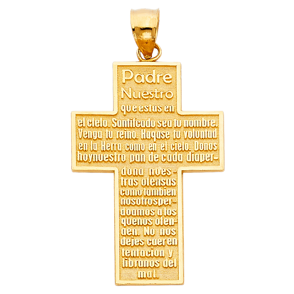 14K  Yellow Gold Padre Nuestro Cross Pendant