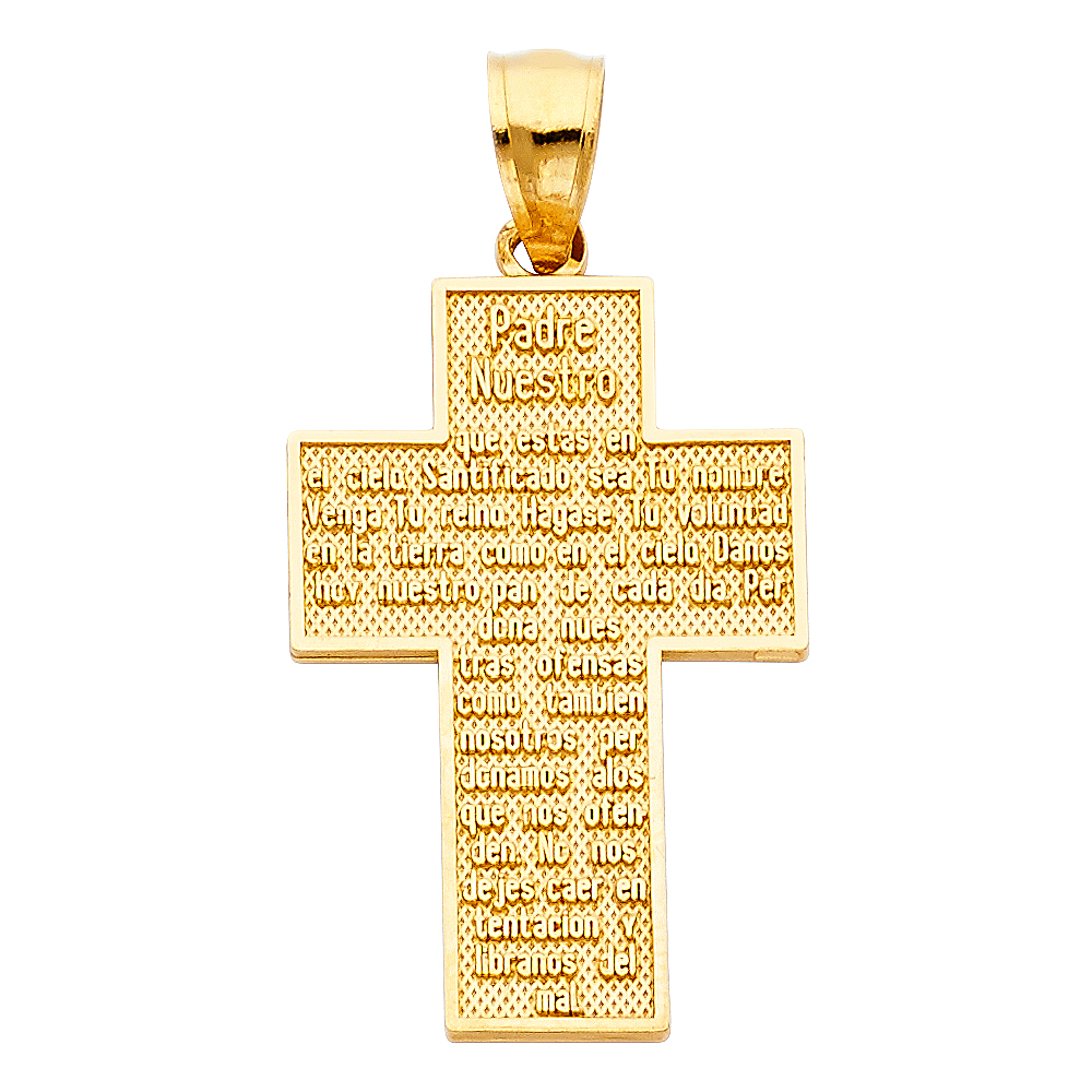 14K Yellow Gold Padre Nuestro Cross Pendant