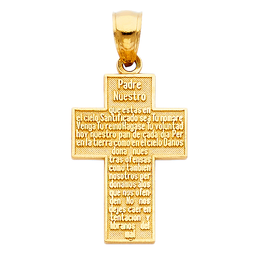 14K Yellow Gold Padre Nuestro Cross Pendant