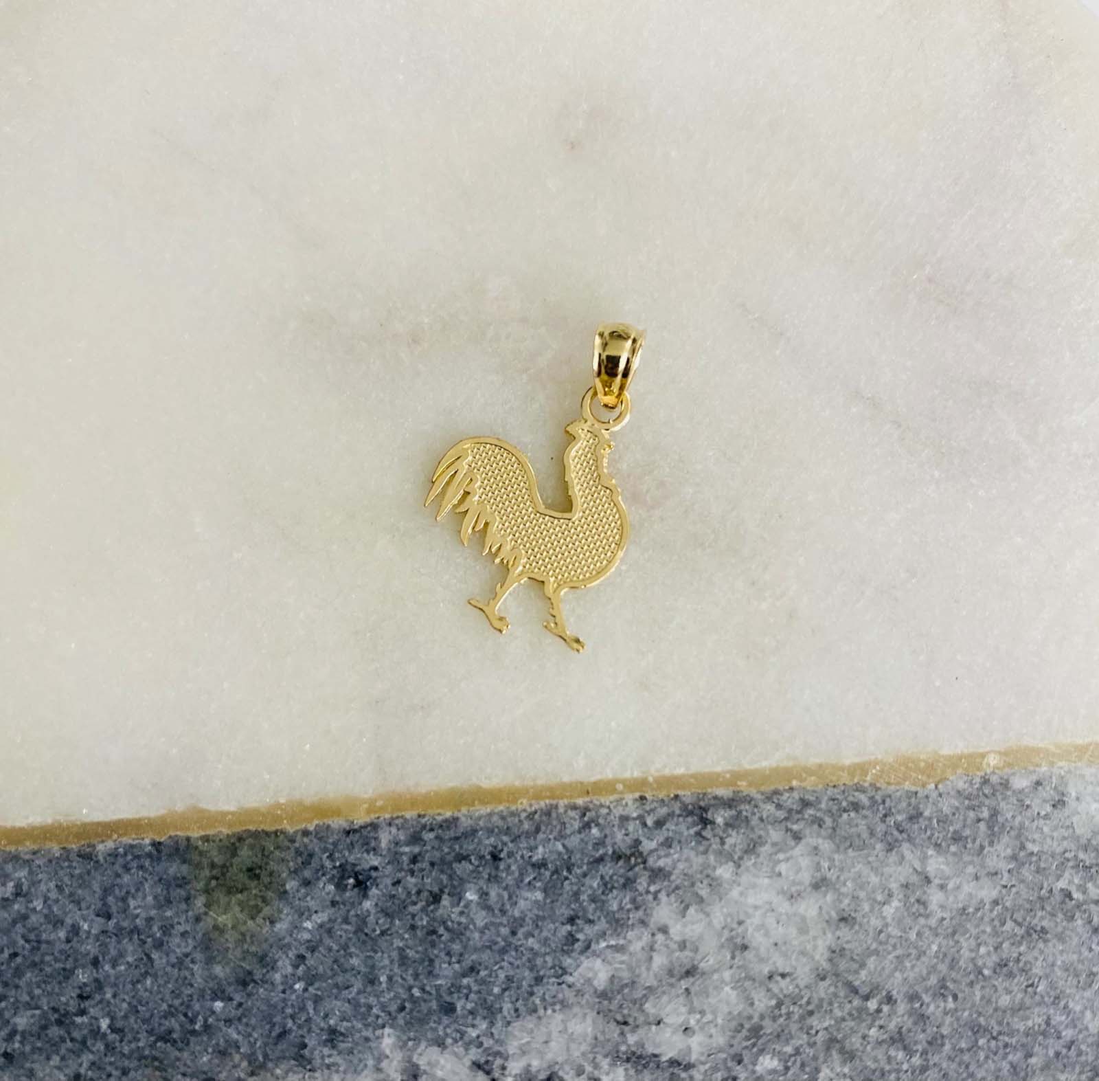 14K Yellow Gold Rooster Pendant