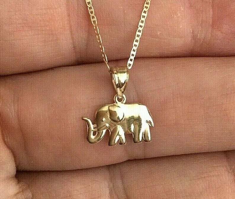 14K Yellow Gold Elephant  Pendant