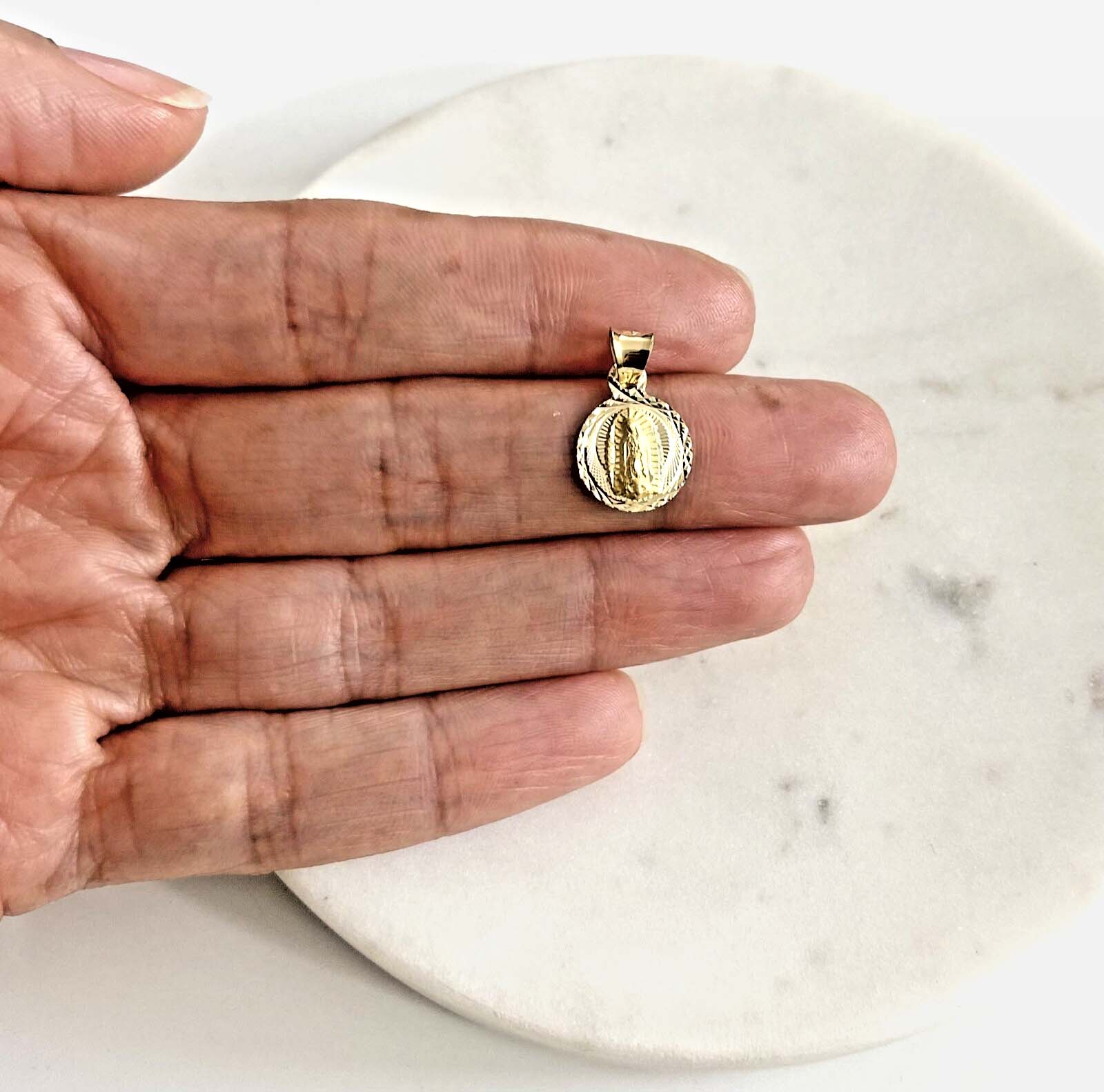 14K Yellow Gold Religious Stamp Pendant