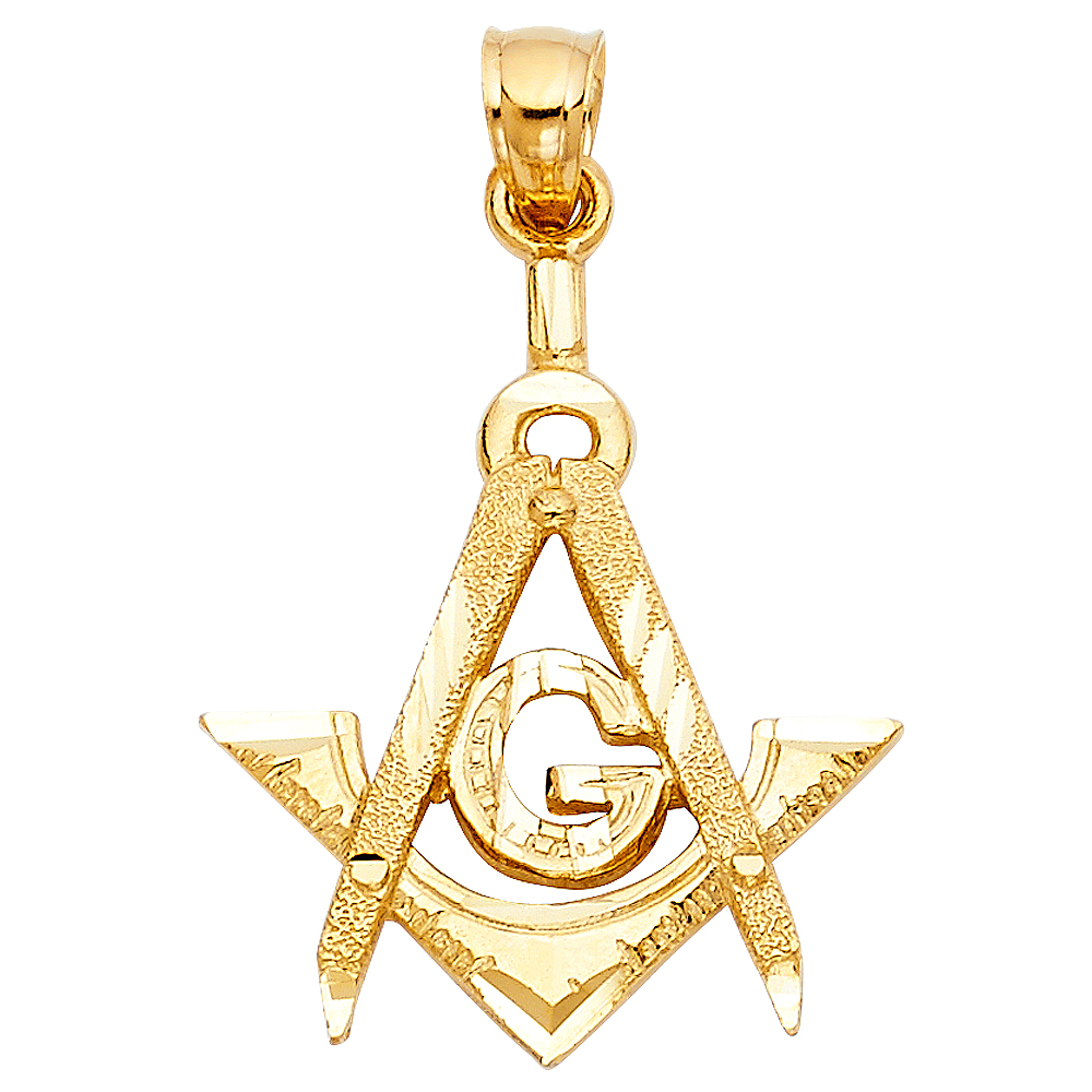 14K Yellow Gold Freemason Masonic Pendant
