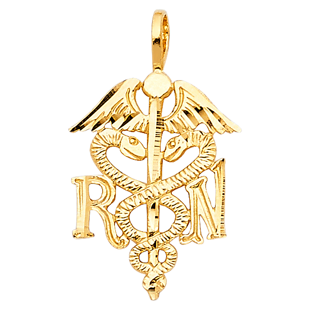 14K Yellow Gold Symbol of Medical Service Pendant