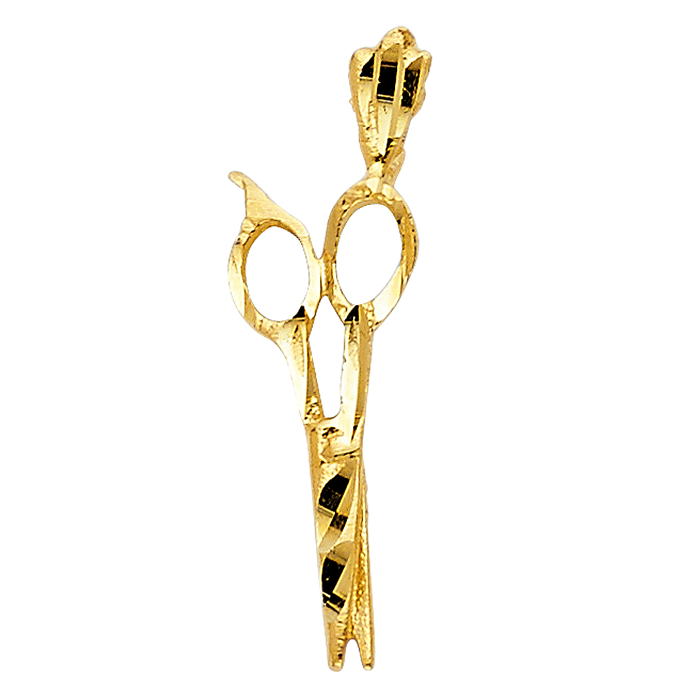14K Yellow Gold Scissors Pendant