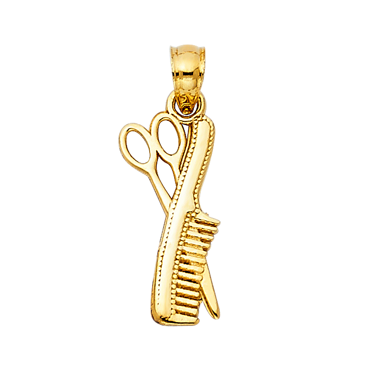 14K Yellow Gold Scissors & Comb Pendant