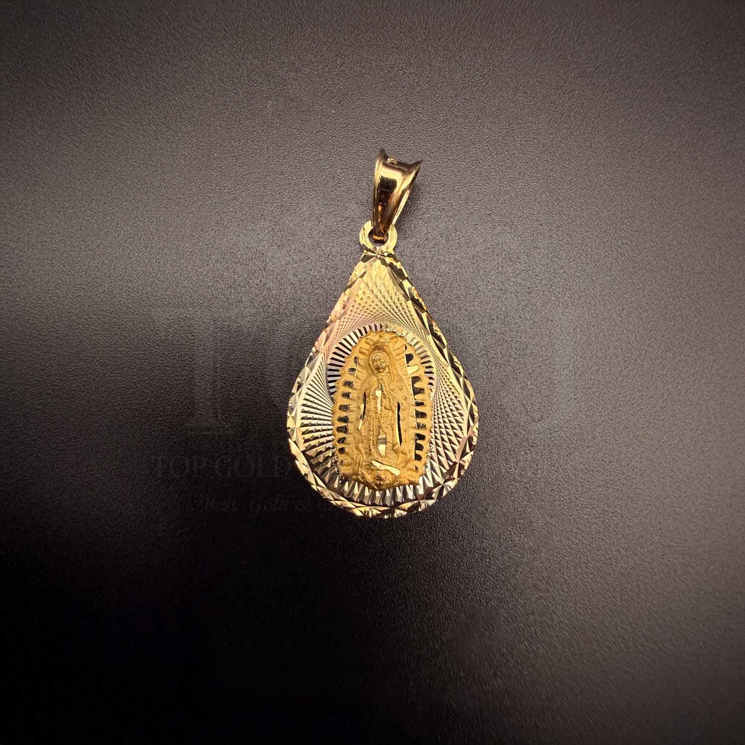 14K Tri Color Gold Religious Stamp Pendant