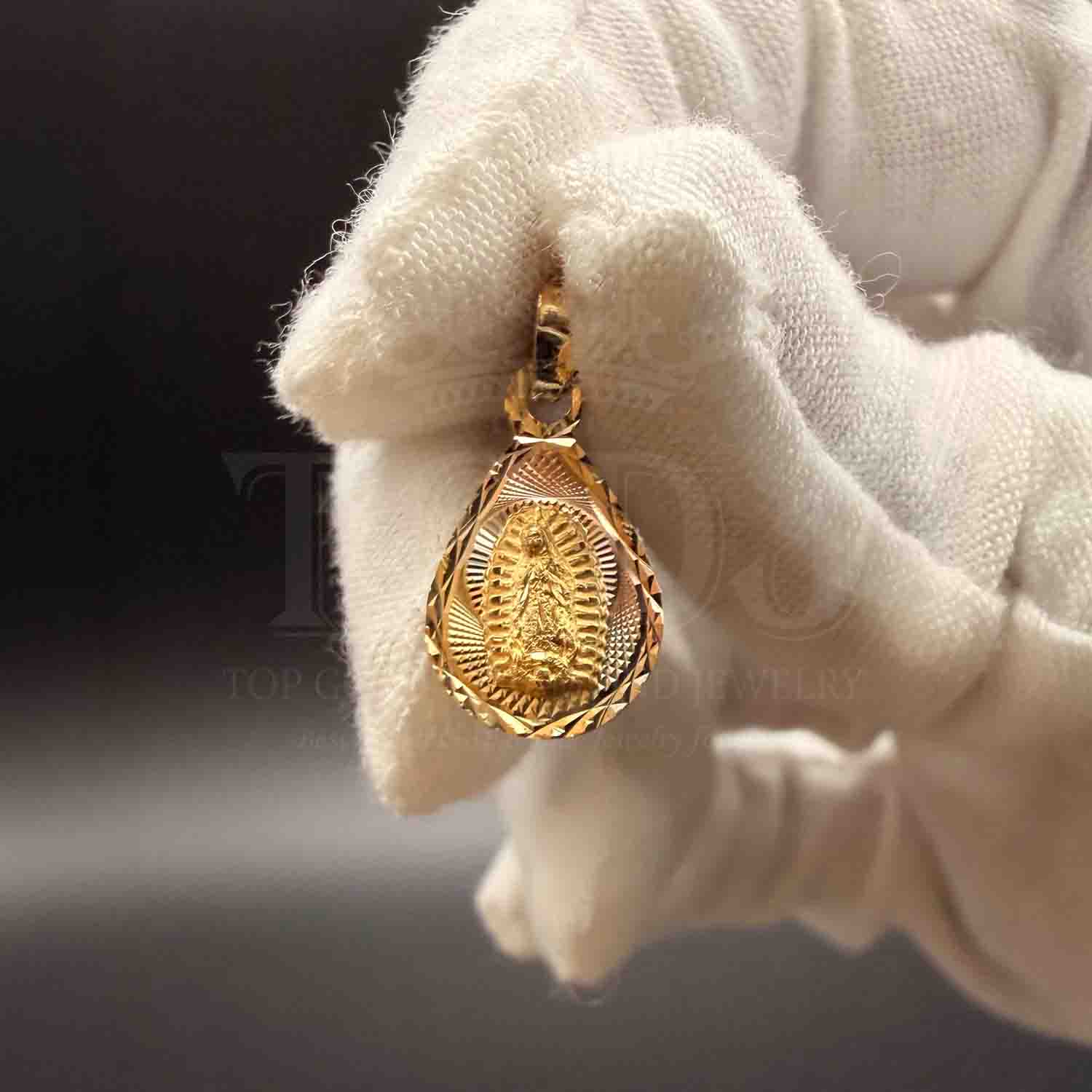 14K Tri Color Gold Religious Stamp Pendant