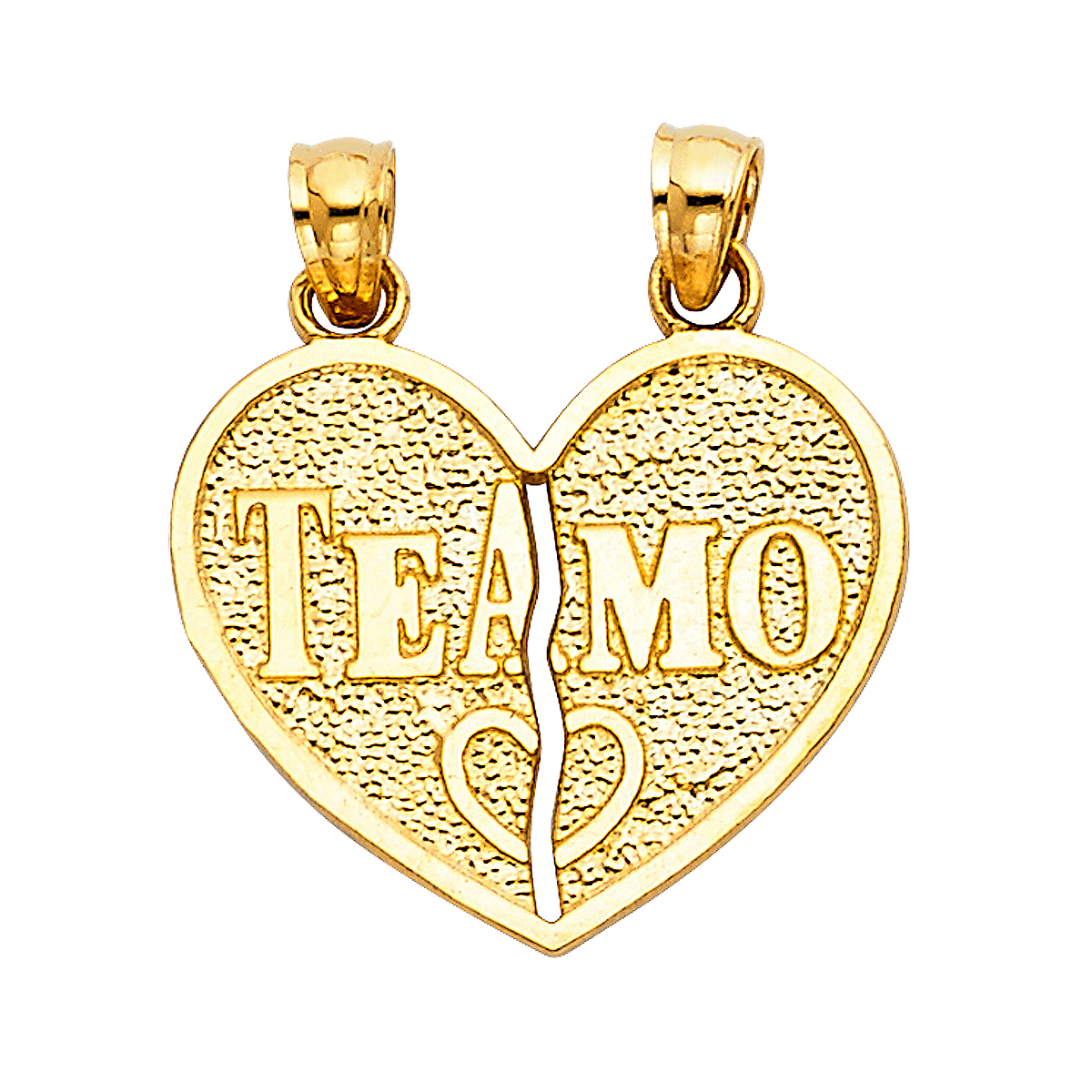 14K Yellow Gold Teamo Heart 2 Piece Pendant  - 18 mm X 22 mm