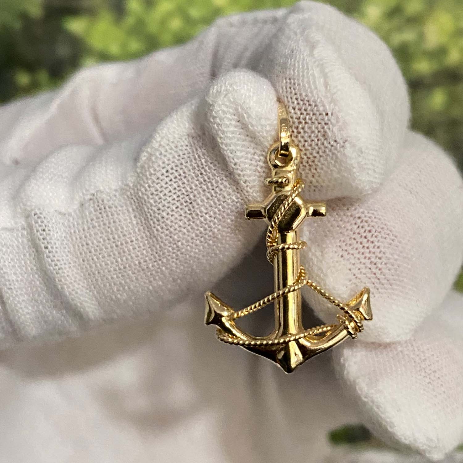 14K Yellow Gold Anchor Pendant