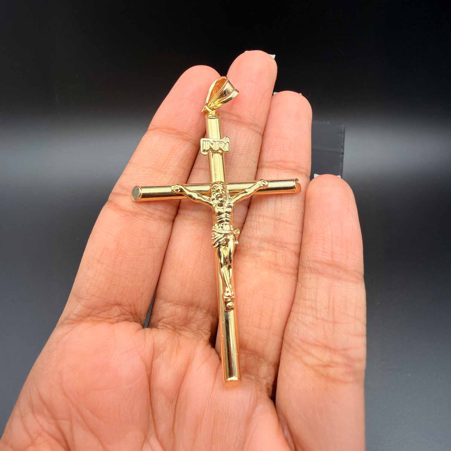 14K Yellow Gold Crucufix  Cross Pendant