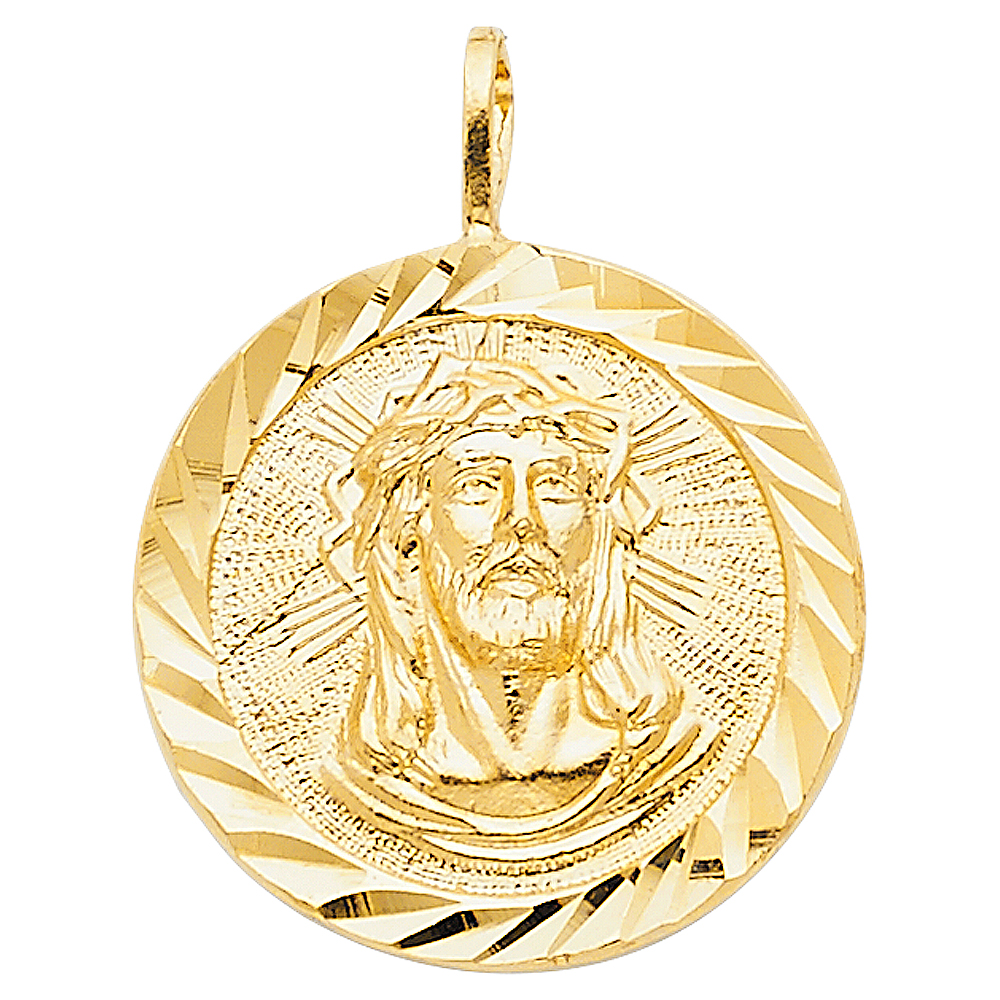 14K Yellow Gold Jesus Christ Stamp Pendant