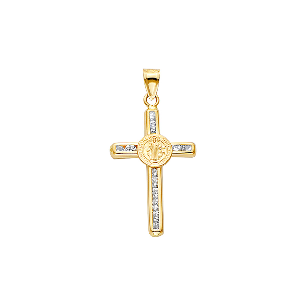 14K  Yellow Gold Cubic zirconia San Benito Cross