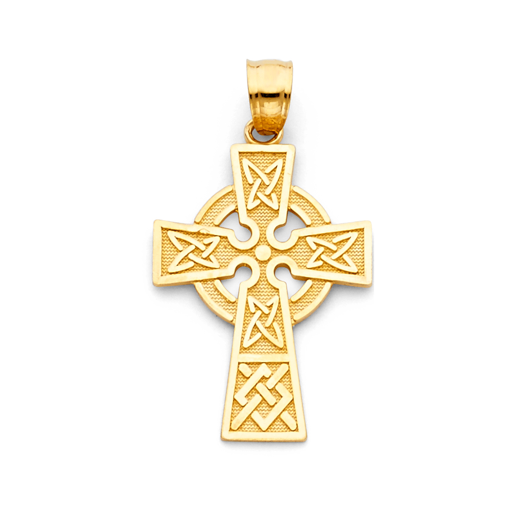 14K Yellow Gold Celtic Cross Pendant