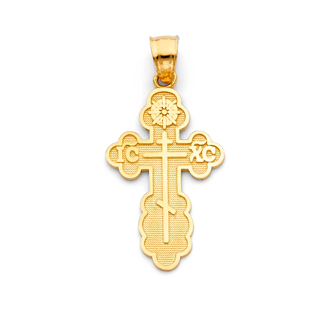 14K Yellow Gold Orthodox Cross Pendant