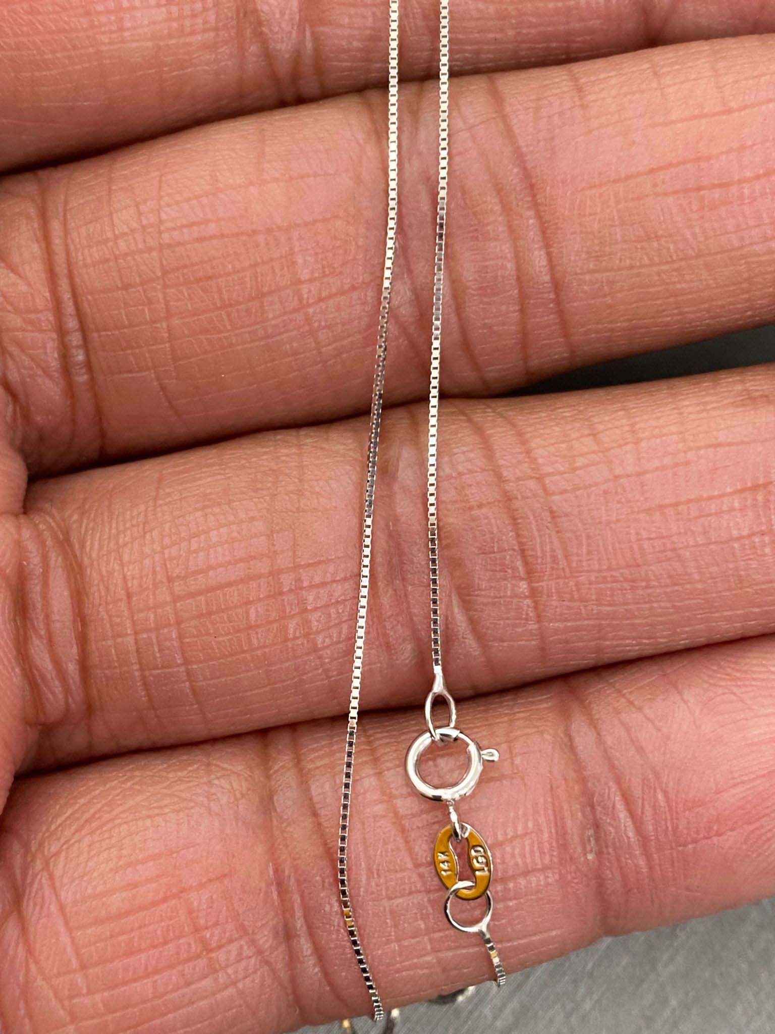14K White Gold 0.5mm Box Chain - 16"