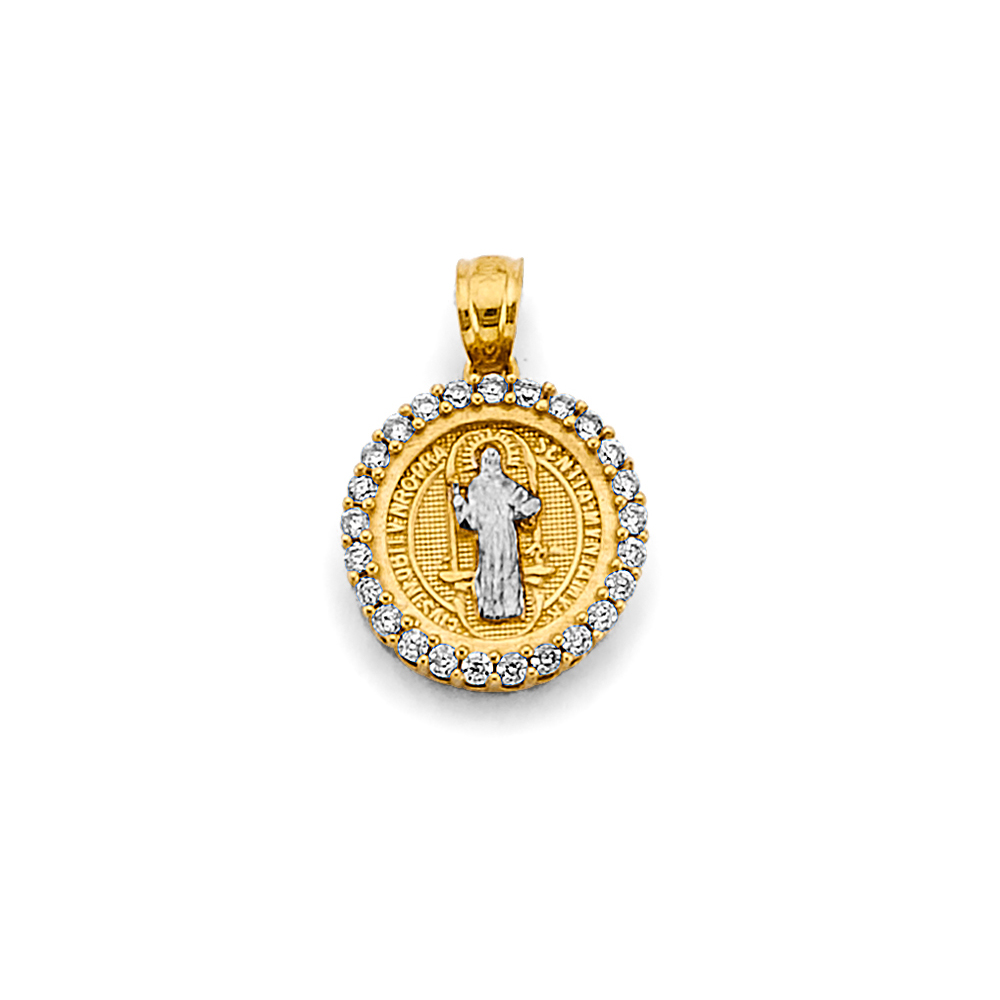 14K Two Tone Gold Cubic zirconia San Benito Pendant