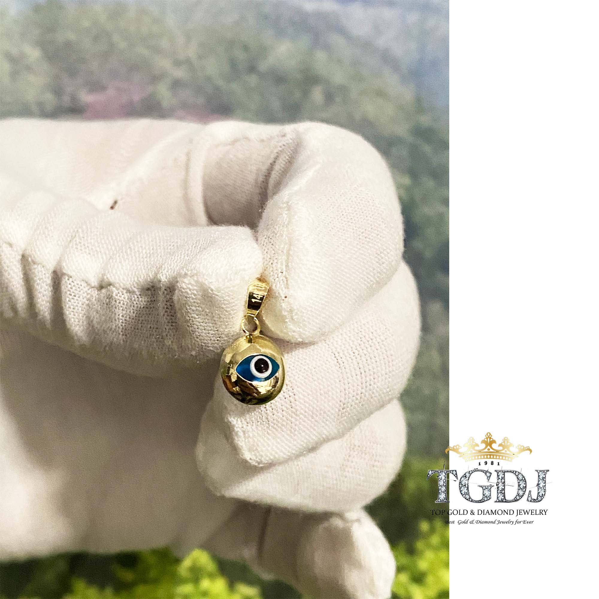 14K Yellow Gold Evil Eye Pendant