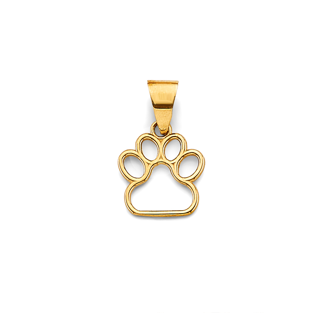 14K Yellow Gold Dog Paw Pendant