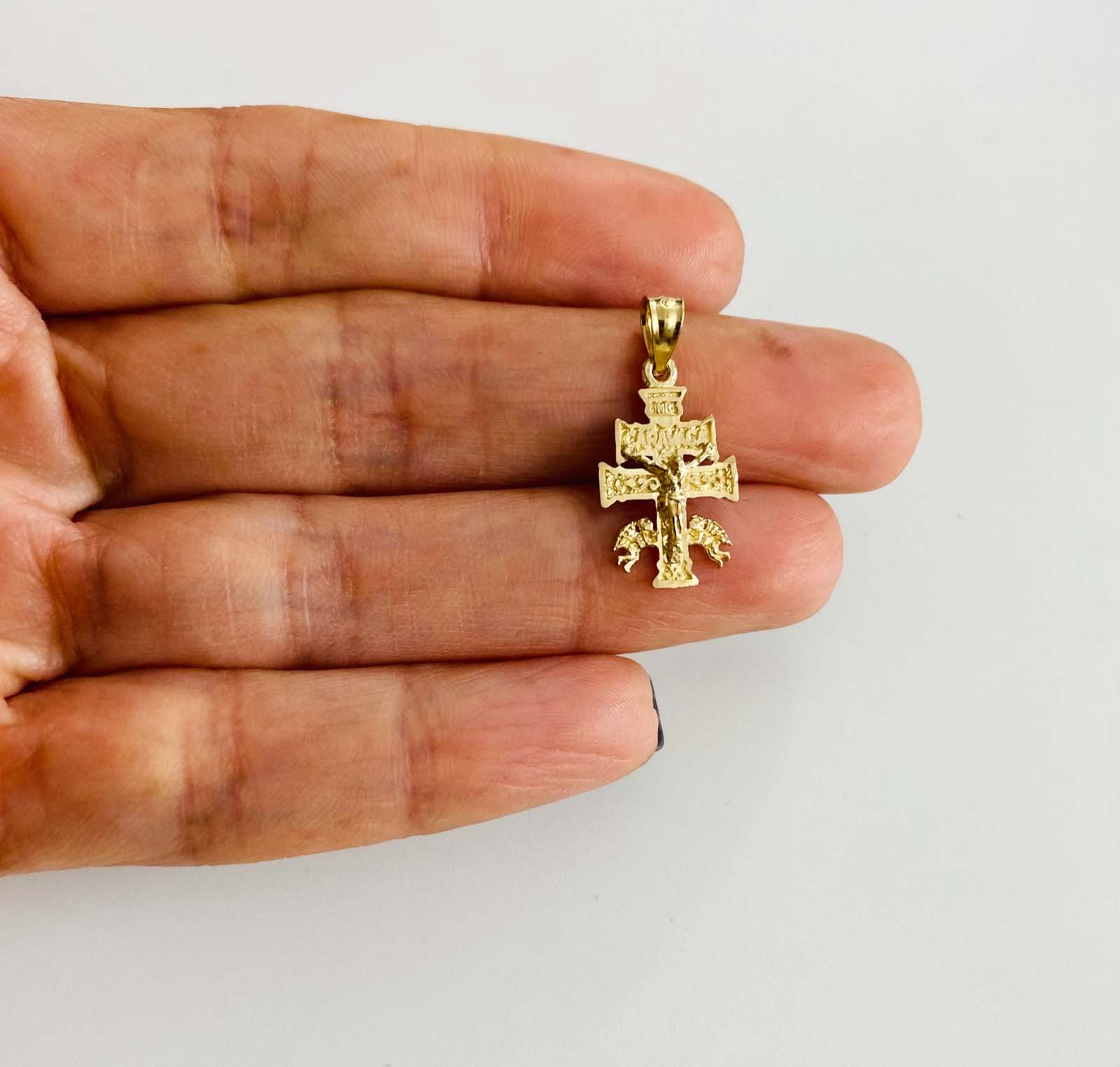 14K Yellow Gold Cross of Caravaca Pendant