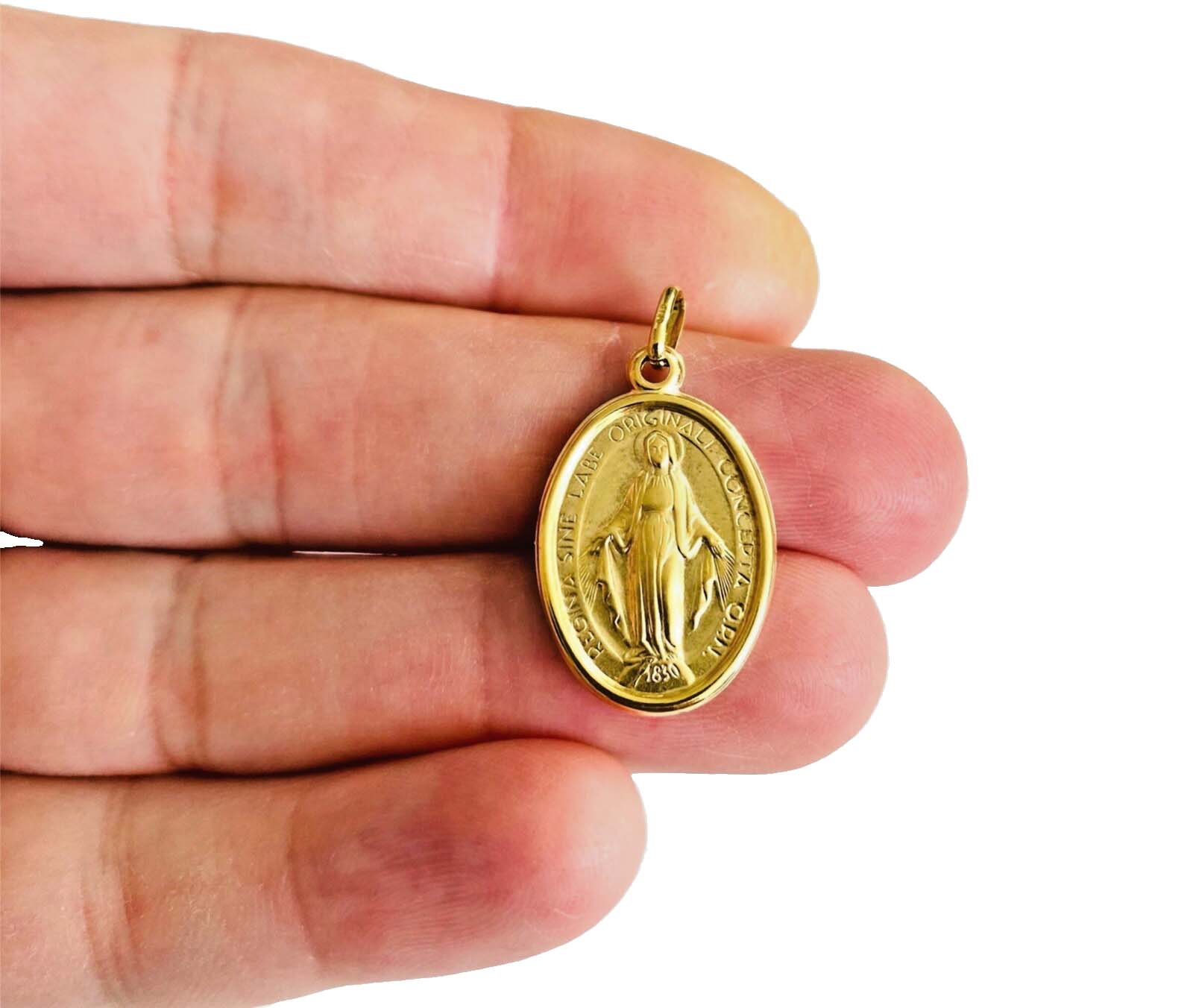 14K Yellow Gold Virgin Mary Medal