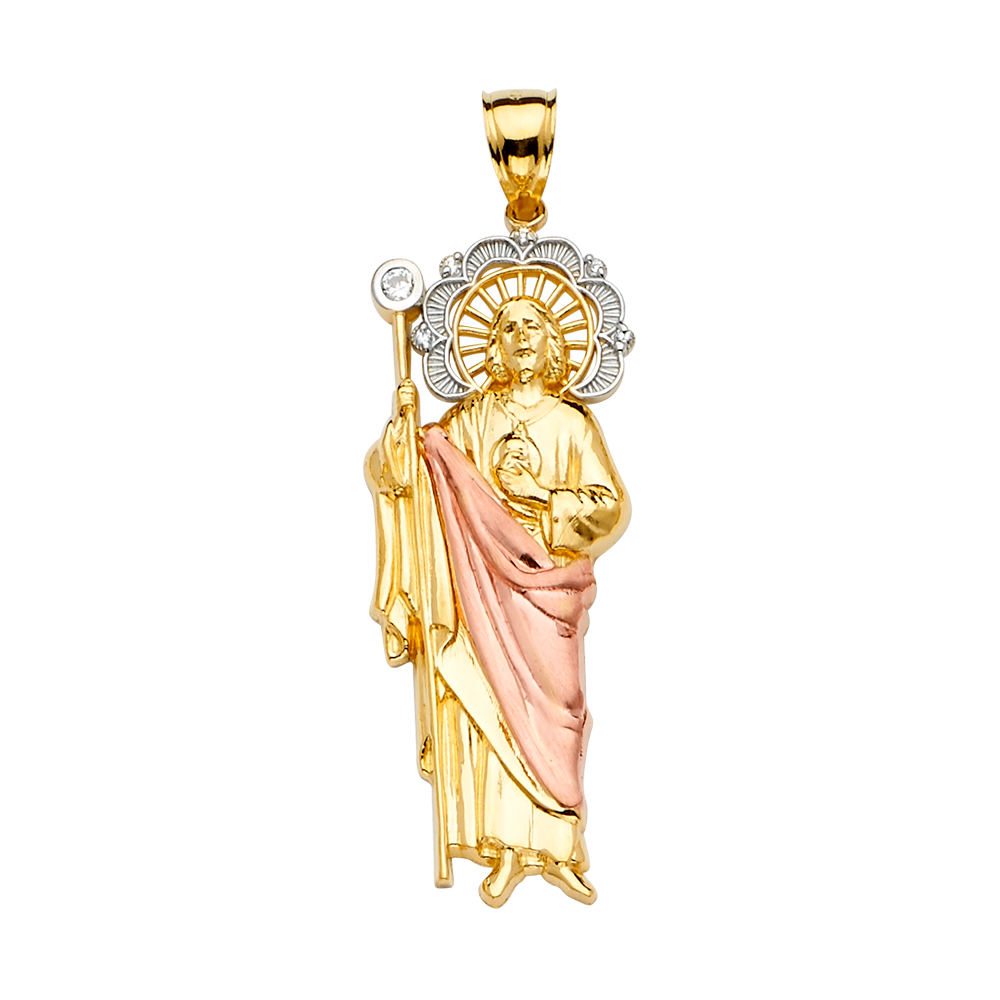 14K Tri Color Gold San Judas Pendant