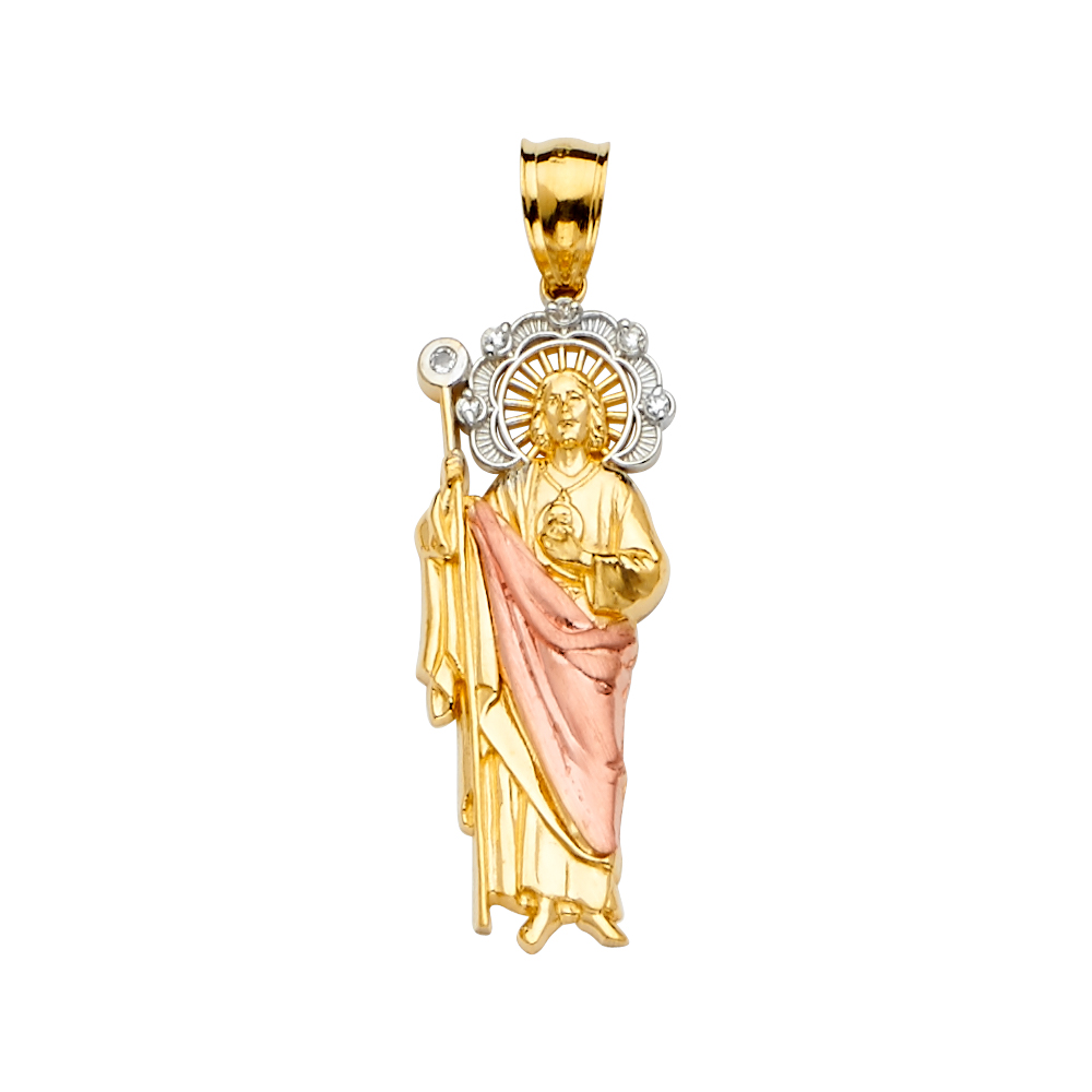 14K Tri Color Gold San Judas Pendant