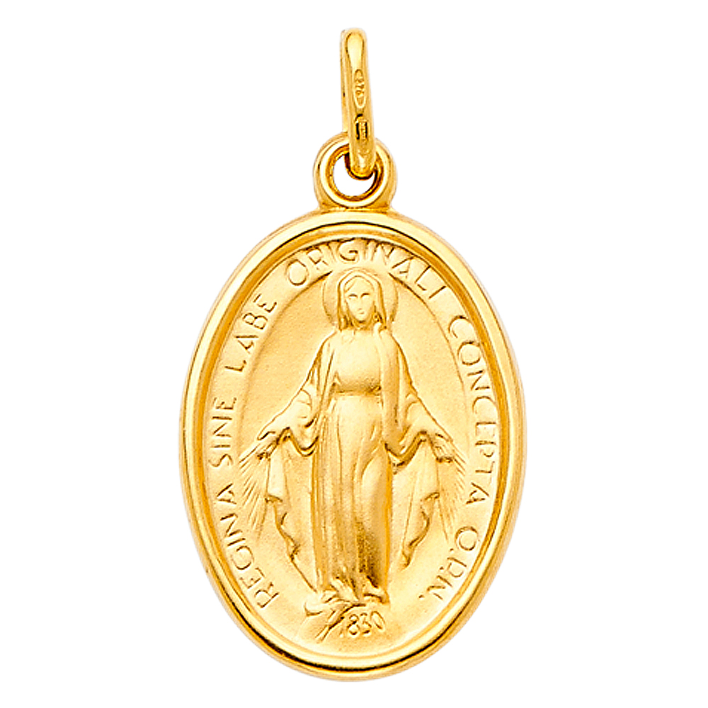 14K Yellow Gold Virgin Mary Medal
