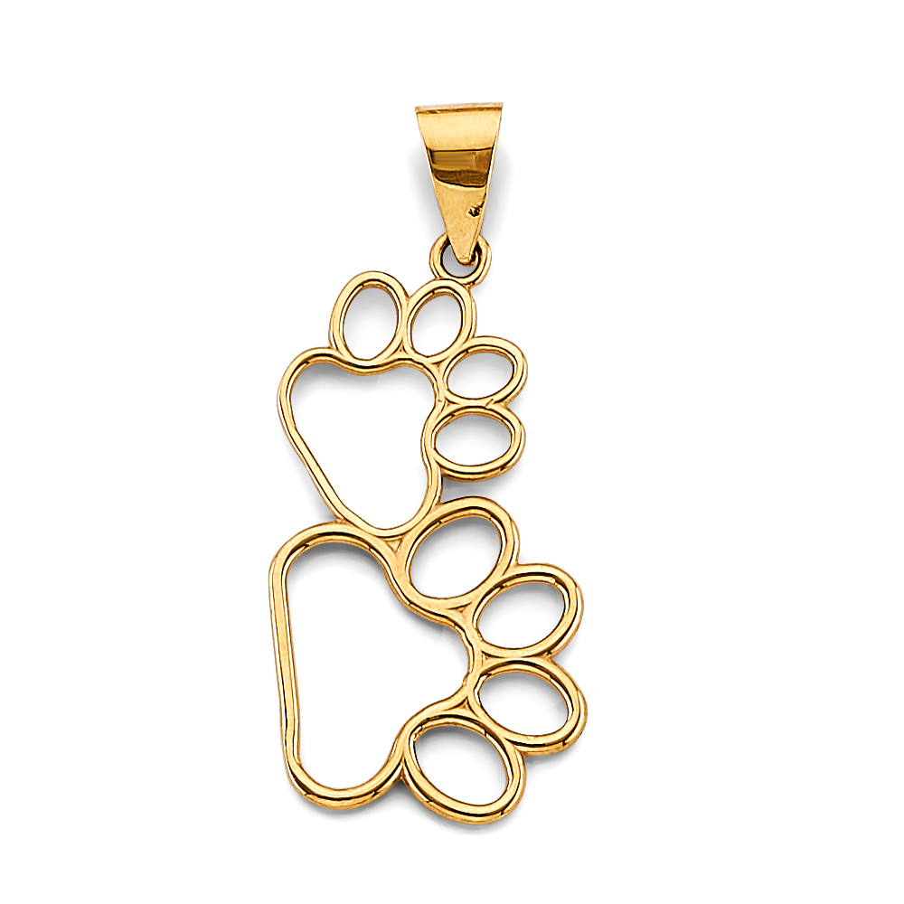14K Yellow Gold Dog Paw Pendant