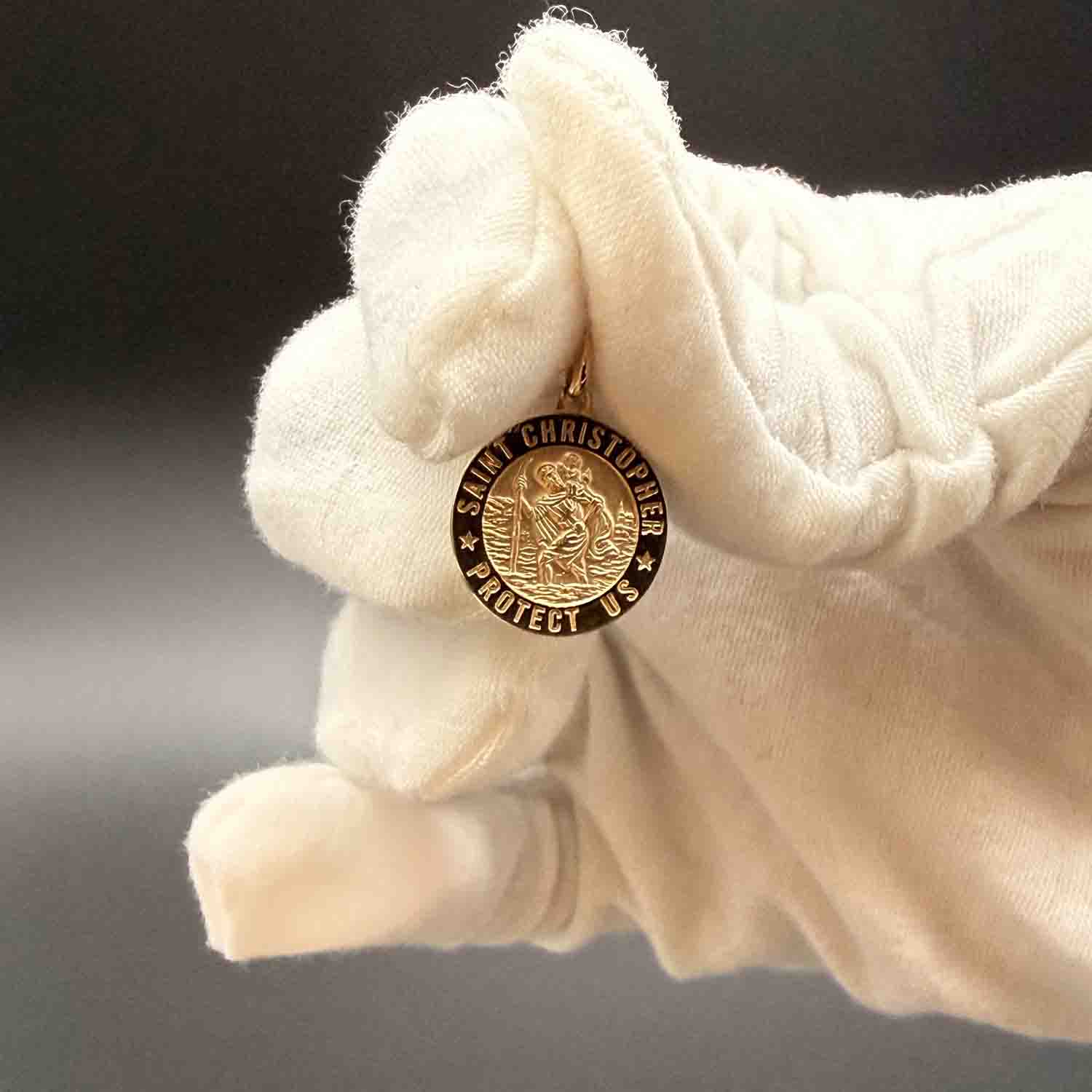 14K Yellow Gold St. Christopher Round Medal