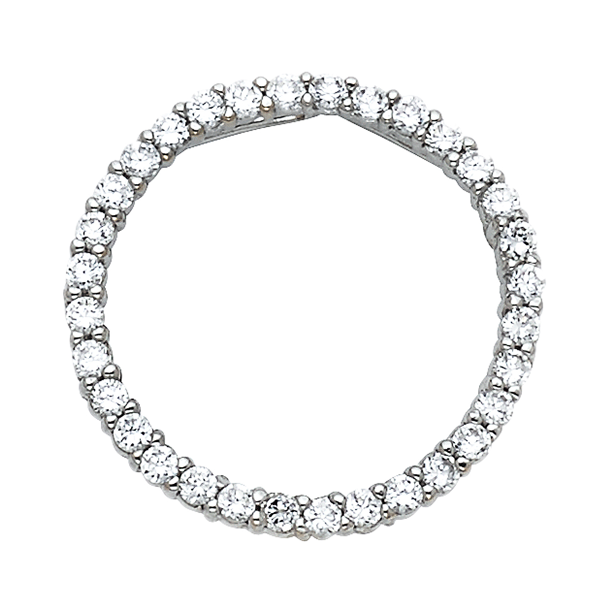 14K White Gold Journey Circle of Life Cubic Zirconia Pendant - 18 mm X 18 mm