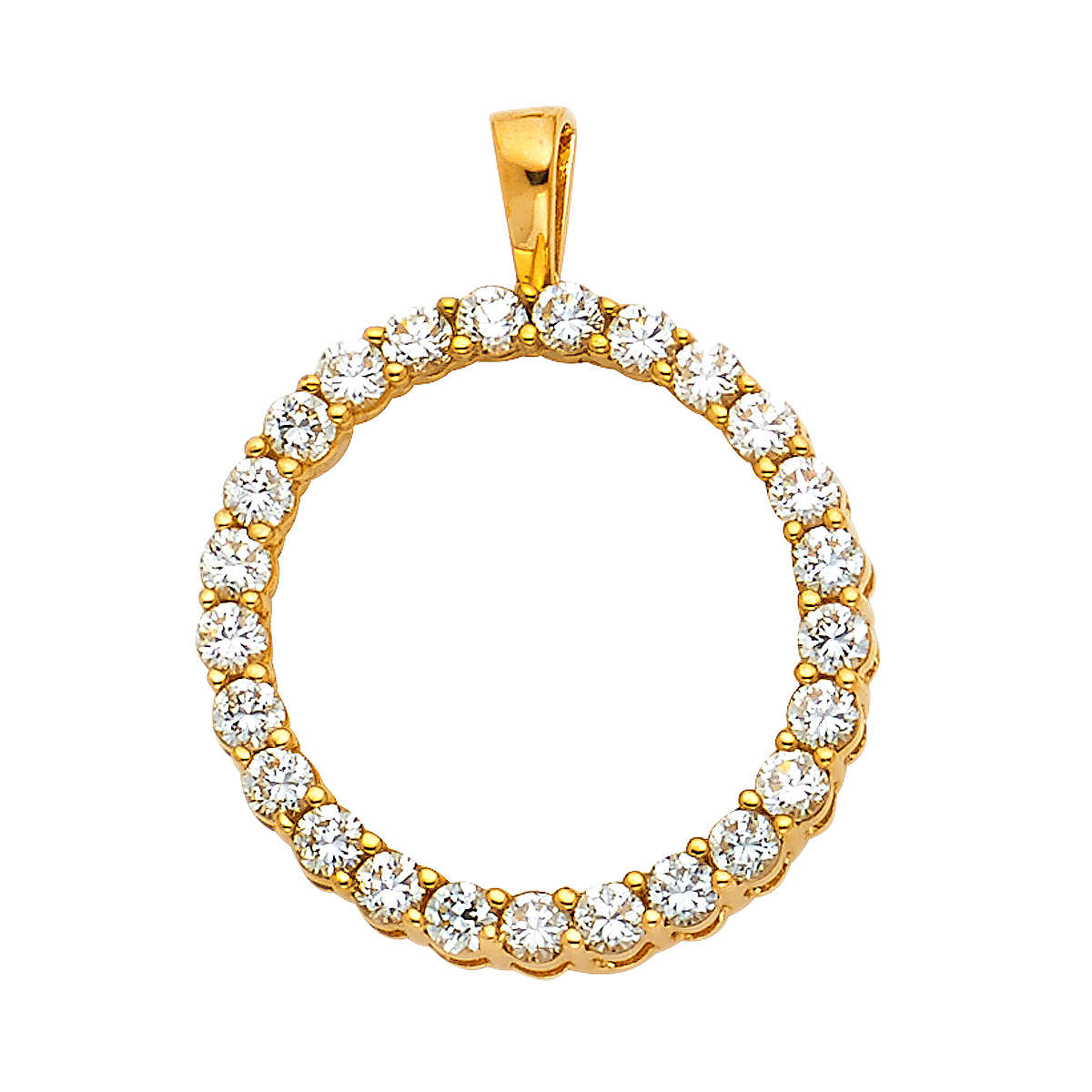 14K Yellow Gold Circle of Life Cubic Zirconia Pendantt - 18 mm X 20 mm