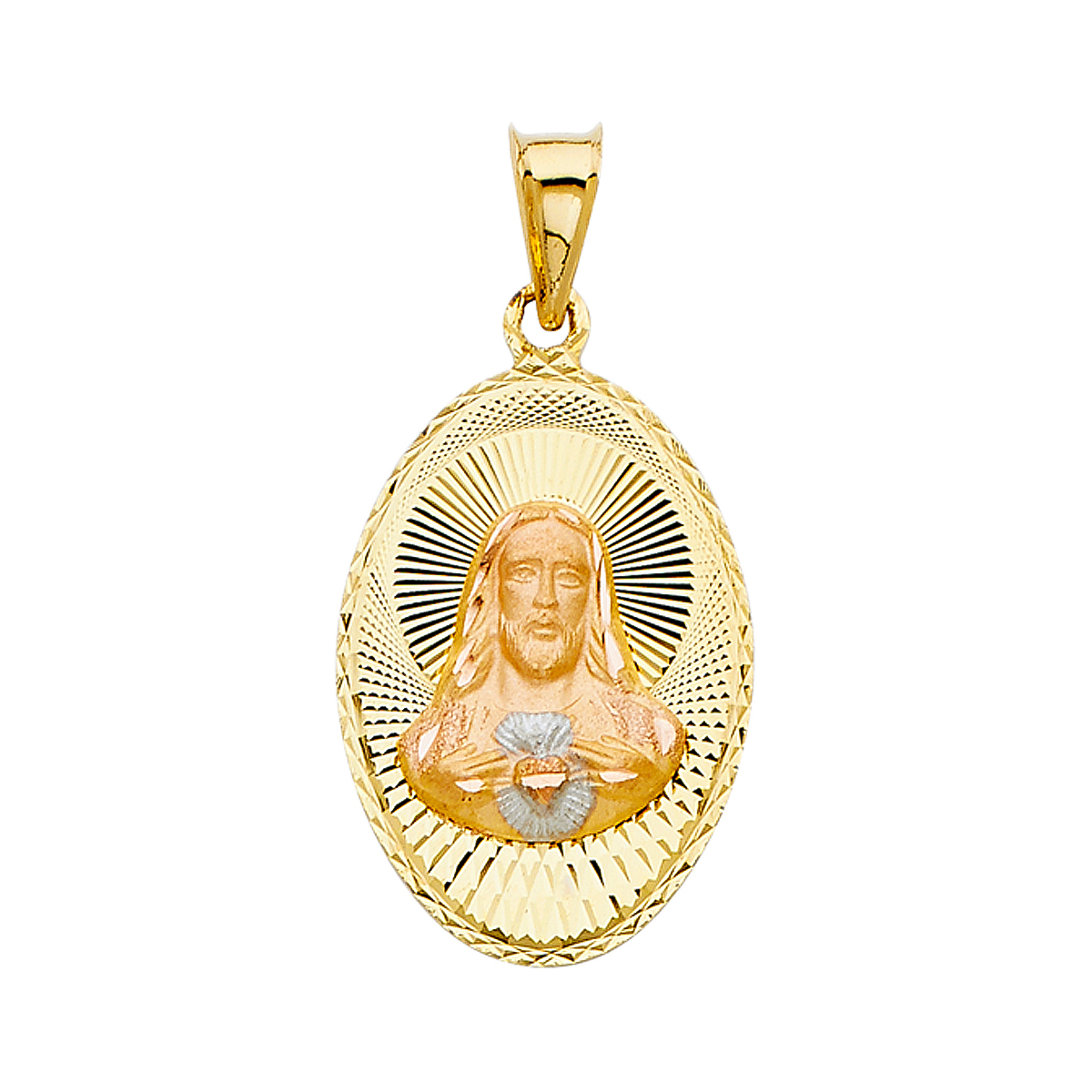 14K Two Tone Gold Religious Stamp Pendant