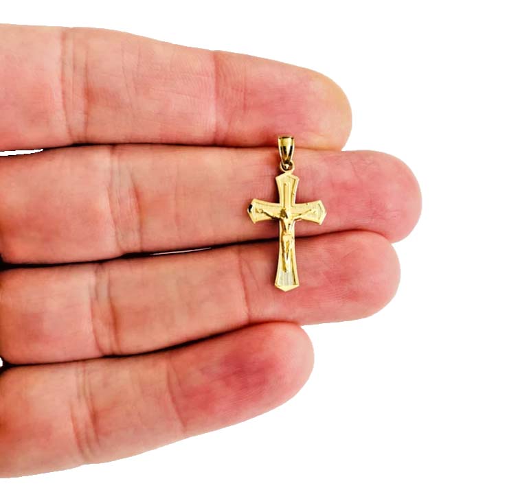14K Yellow Gold Passion Cross Crucufix