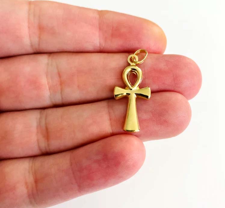 14K Yellow Gold Ankh Cross Pendant