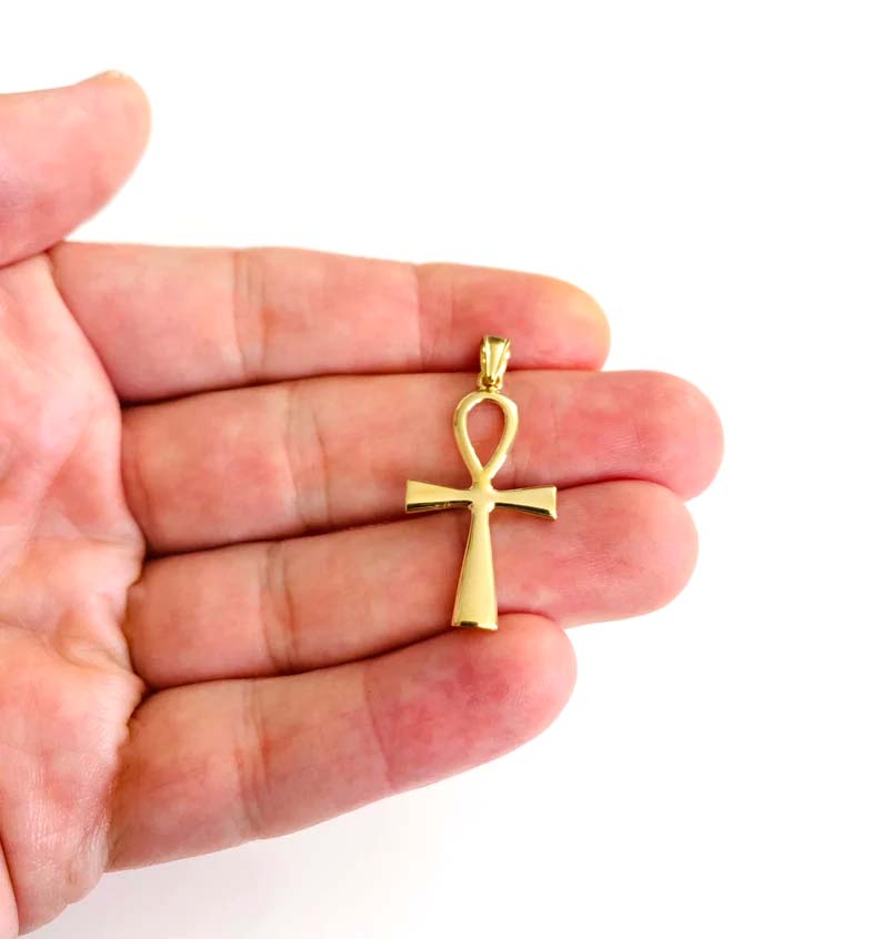 14K Yellow Gold Ankh Cross Pendant