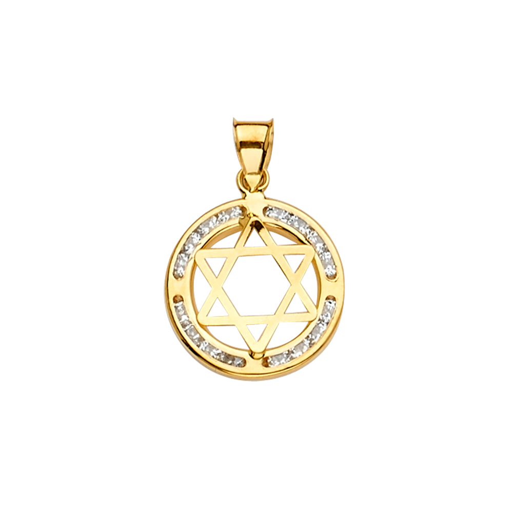14K  Yellow Gold Cubic zirconia Star of David Pendant