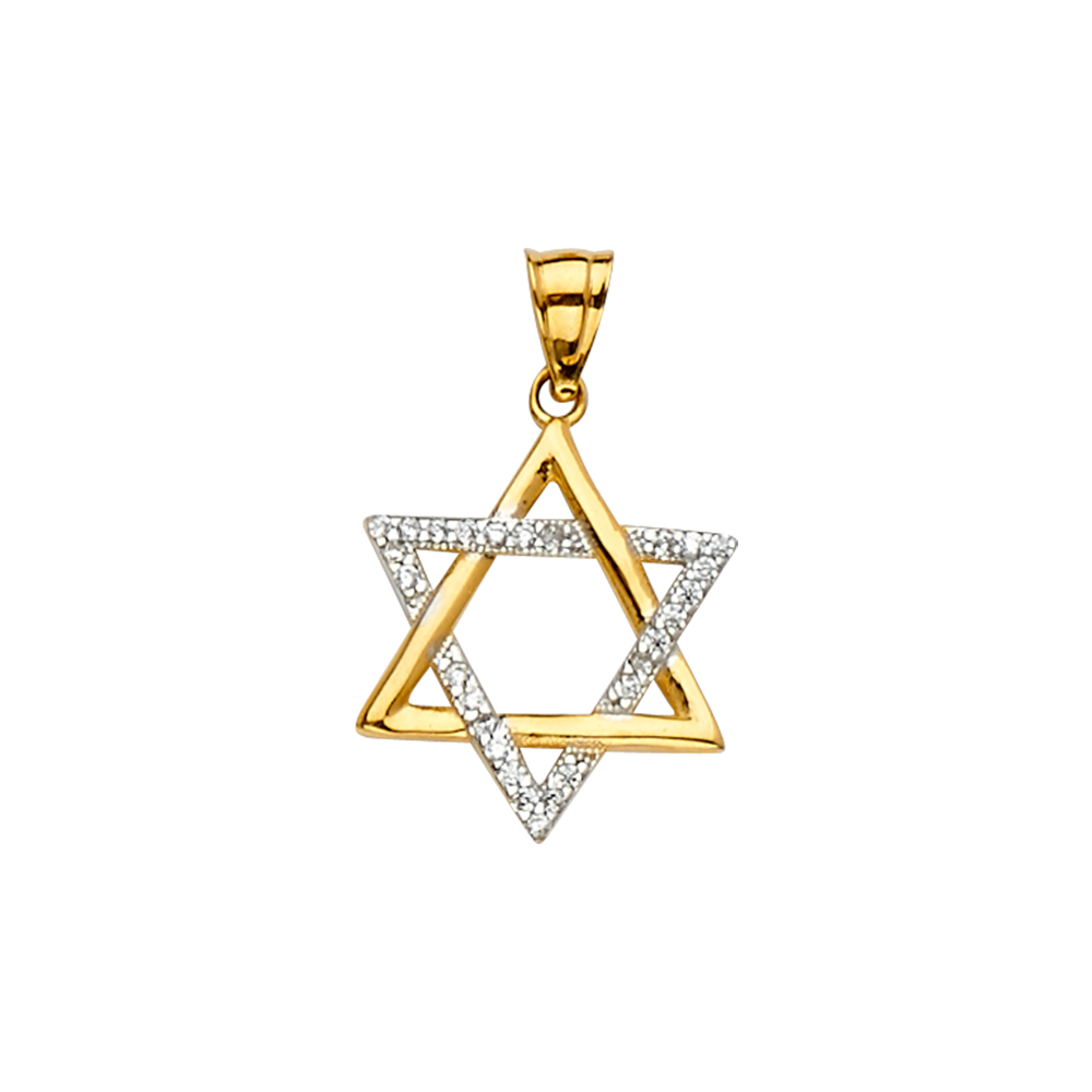14K Two Tone Gold Star of David Pendant